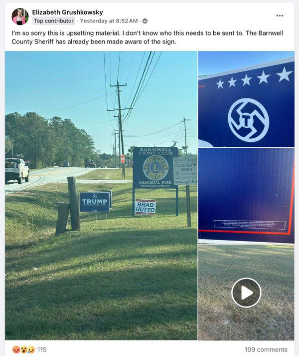 What We Know About Photos of Trump Sign with Swastika in Barnwell, South Carolina